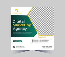 creative marketing agency corporate business square social media post banner