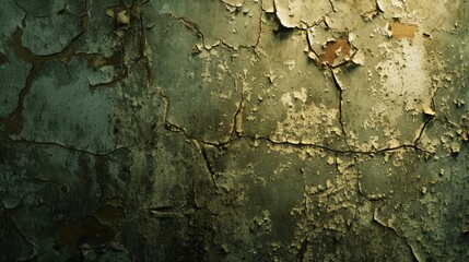 Cracked Weathered Green Painted Wall Texture