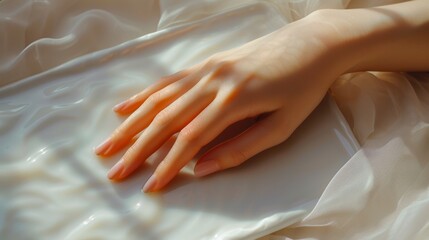 An illustration of a person's hand resting on a white surface