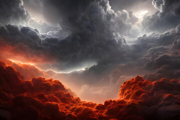 cloudscape on the sky, hell on earth, scene of a disaster - obrazy, fototapety, plakaty