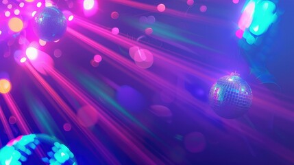 Neon birthday party background with copy space.