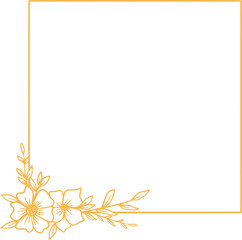 Obraz premium Simple Floral frame with hand drawn leaves and flowers