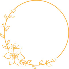 Obraz premium Round Floral frame with hand drawn flowers and leaves for wedding invitation