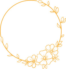 Obraz premium Round Floral frame with hand drawn flowers and leaves for wedding invitation