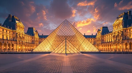 The Louvre Museum in Paris, France is one of the world's most famous and largest museums. - Powered by Adobe