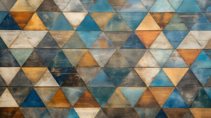 Blue, teal, brown, and white wooden triangle background
