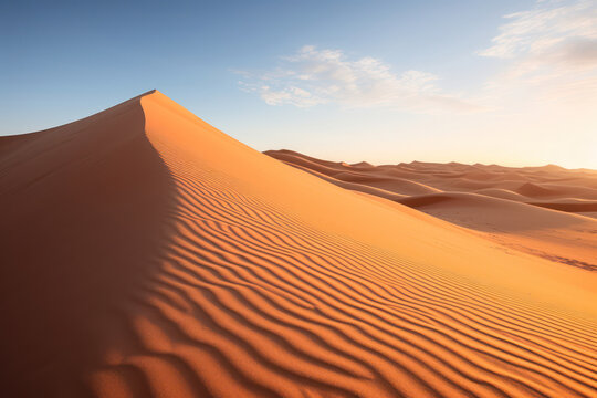 Serenity in the Sands: A Tranquil Desert Landscape Basks in the Warmth of a Lonely African Sunset © SHOTPRIME STUDIO