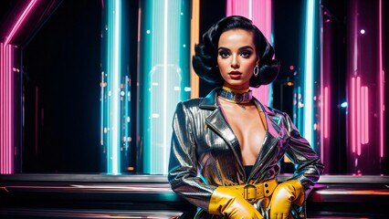 Retro photo of a girl in the style of the 50s