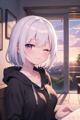 Jeune femme qui fait un clin d'oeil