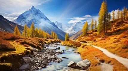 Poster Wonderful Alpine Landscape in Sunny day. Colorful © Waji