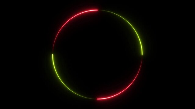 Loop spectrum, fluorescent fluorescent ultraviolet animation, neon lines, abstract background with circular pattern, neon box, LED screen and projection mapping. 4K.