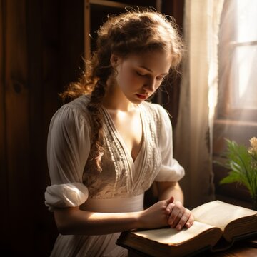 A Young Woman Reading a Book