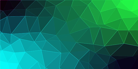 Colorful Abstract Low Poly with triangle shapes Design. Modern Green mosaic with textured overlap layer background. The background for the web site, the texture of triangulation