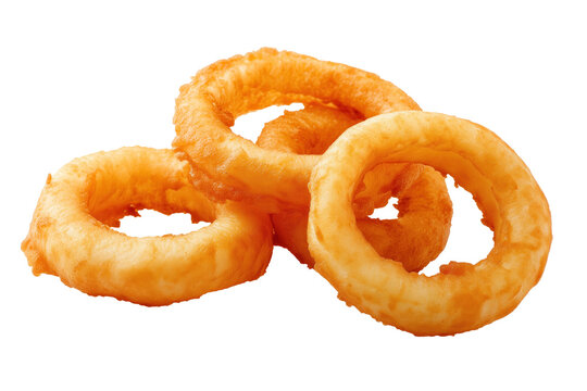Onion rings on white background
