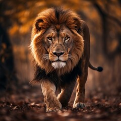 illustration of lion in wildlife shoot, Generative ai