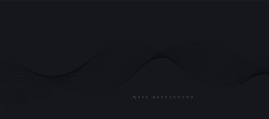 Abstract black wavy lines on a black background. Vector modern black background template.  - obrazy, fototapety, plakaty