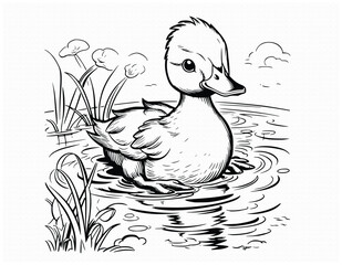 Cute Duck Coloring Pages For Kids 