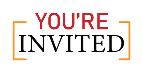 You're invited. Calligraphy lettering message. Invitation card design. Vector illustration. Eps file 319.