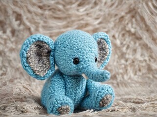 Knitted elephant soft toy made of wool