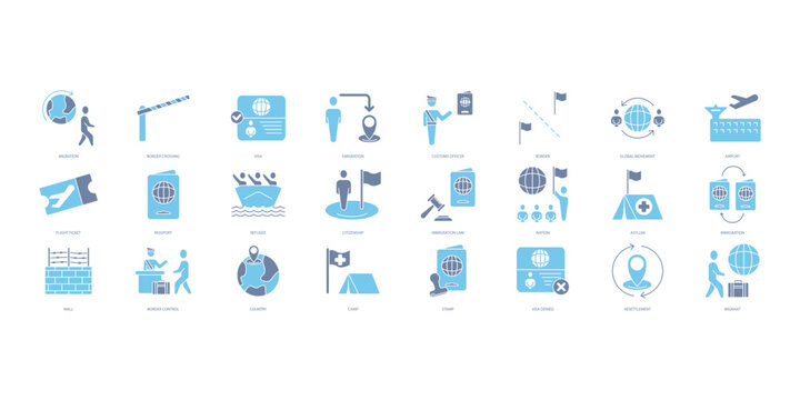 Migration icons set. Set of editable stroke icons.Vector set of Migration
