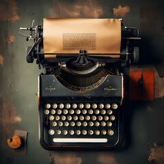 Vintage-style photo of a classic typewriter with paper