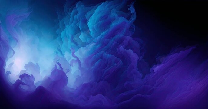 Blue And Purple Glowing Fog Cloud Wave Abstract Art Background, Mysterious Storm Sky, Paint Water Mix, Color Smoke, Mist Texture,