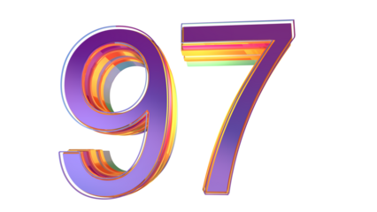 Purple 3d number 97