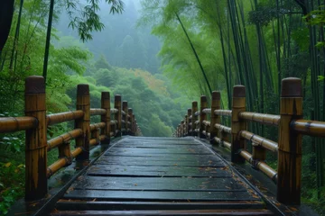 Gordijnen Bamboo forest in dramatic colors © Simone