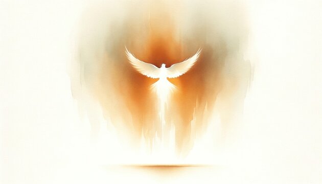 Dove of peace on watercolor background with  copy space. Vector illustration.