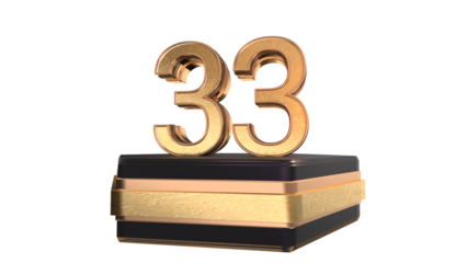  gold 3d number 33