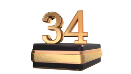  gold 3d number 34
