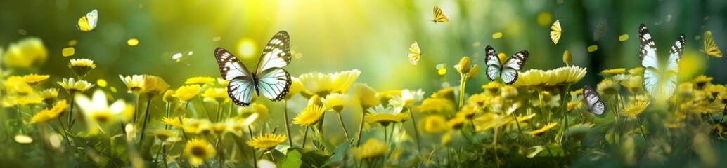 Obraz premium Natural background, beautiful butterfly on summer field