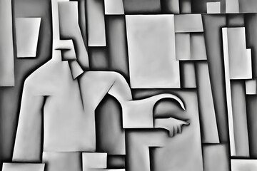 skyline of a city, cubism art, washington cityscape