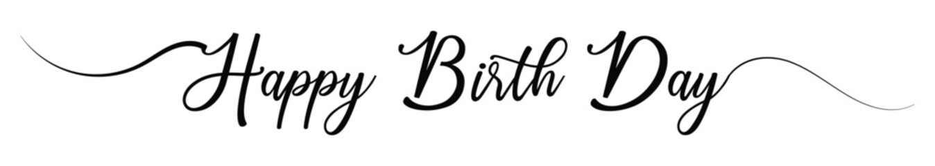 Happy birthday brush hand lettering, handwriting calligraphy, vector type design, isolated on white background. Vector illustration. Eps file 325.