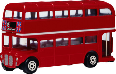 vintage red double decker London bus isolated on transparent background