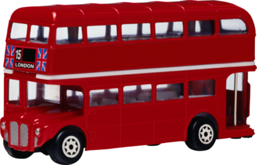 vintage red double decker London bus isolated on transparent background