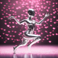 Dancing silver figure of a woman.