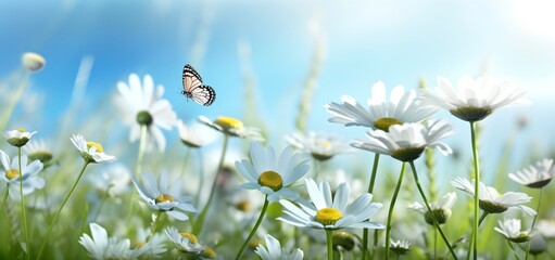Natural background, beautiful butterfly on flower
