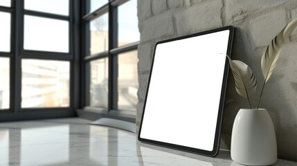 Tablet Computer Mockup on University Background. Crafted by Generative AI