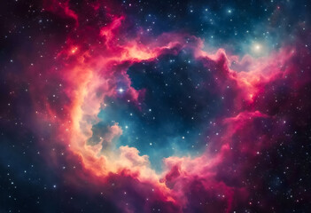 Colorful nebula and interstellar cloud of dust and gas in deep space, astronomy background. - obrazy, fototapety, plakaty