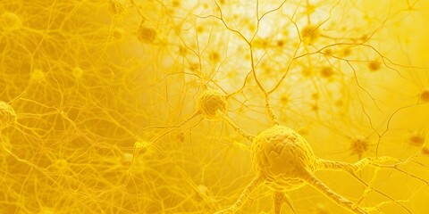 background simulating neural connections of the brain in yellow tones, concept of scientific research, the development of artificial intelligence, psychological research, innovative teaching methods