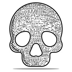 skull icon vector engraving style hand drawn black and white