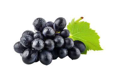 Black grapes. Fresh grapes isolated on transparent white background.