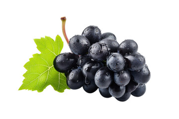 Black grapes. Fresh grapes isolated on transparent white background.