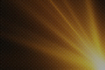 Sunlight special lens flare light effects. Glare of rays and light. On a transparent background.