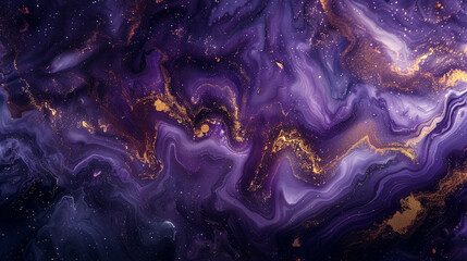 Interplay of cosmic swirls in midnight violet and radiant gold, forming an abstract portal to the...