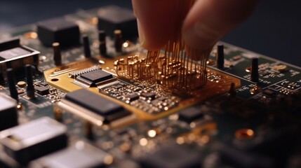 Close up of electronics repairs.Repair of electronic.Generative AI - obrazy, fototapety, plakaty