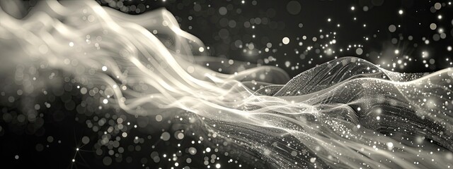 Fototapeta premium Fireworks, silhouettes outlined by light, time-lapse photography, silver particles, translucency, beautiful and dreamy light and shadow, wallpaper design