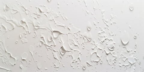 Raindrops delicately pattern on a pristine white glass, creating a serene and artistic scene