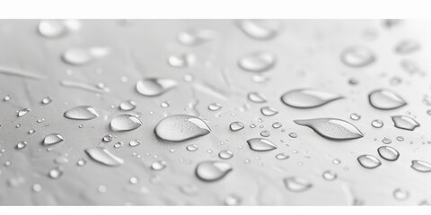 Raindrops delicately pattern on a pristine white glass, creating a serene and artistic scene